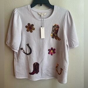 White Sequin Embellished Women's Tee